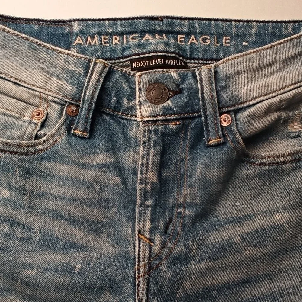 American Eagle Mens Slim Distressed Jeans Blue Size 26x28 Grunge Punk Streetwear